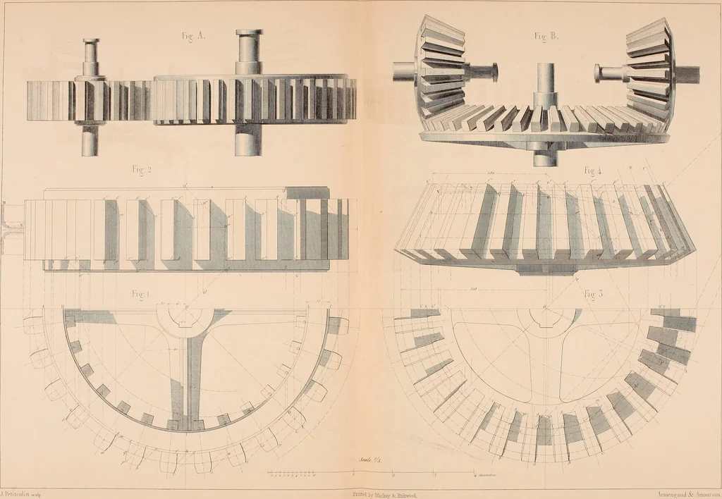 An illustration from The practical draughtsman's book of industrial design, and machinist's and engineer's drawing companion: forming a complete course of mechanical, engineering, and architectural drawing, 1854, leaf 180