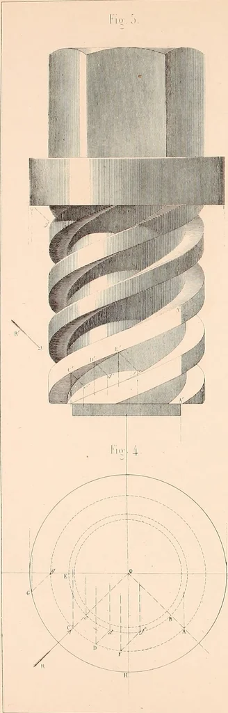 An illustration from The practical draughtsman's book of industrial design, and machinist's and engineer's drawing companion: forming a complete course of mechanical, engineering, and architectural drawing, 1854, leaf 182
