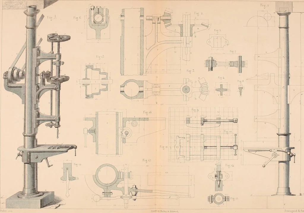 An illustration from The practical draughtsman's book of industrial design, and machinist's and engineer's drawing companion: forming a complete course of mechanical, engineering, and architectural drawing, 1854, leaf 206