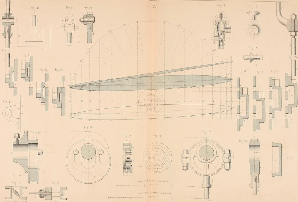 An illustration from The practical draughtsman's book of industrial design, and machinist's and engineer's drawing companion: forming a complete course of mechanical, engineering, and architectural drawing, 1854, leaf 232