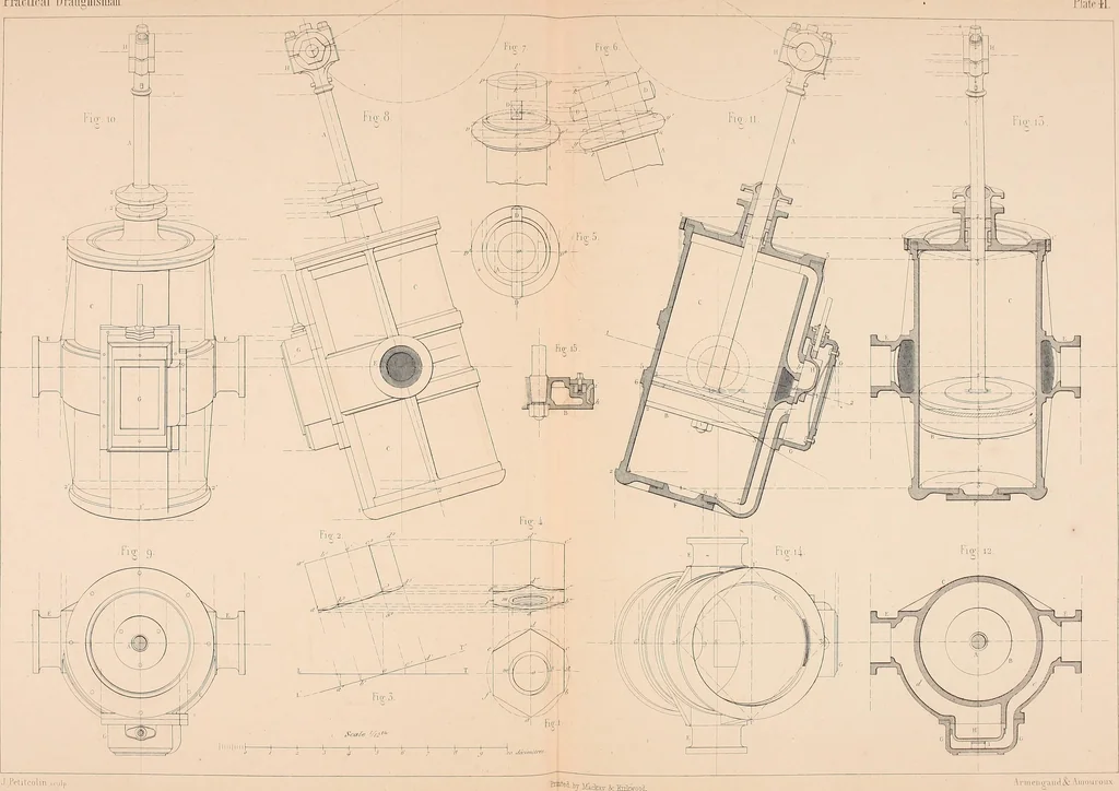 An illustration from The practical draughtsman's book of industrial design, and machinist's and engineer's drawing companion: forming a complete course of mechanical, engineering, and architectural drawing, 1854, leaf 234