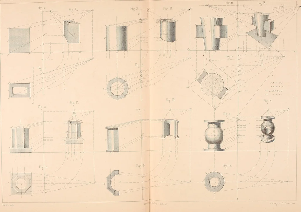 An illustration from The practical draughtsman's book of industrial design, and machinist's and engineer's drawing companion: forming a complete course of mechanical, engineering, and architectural drawing, 1854, leaf 254