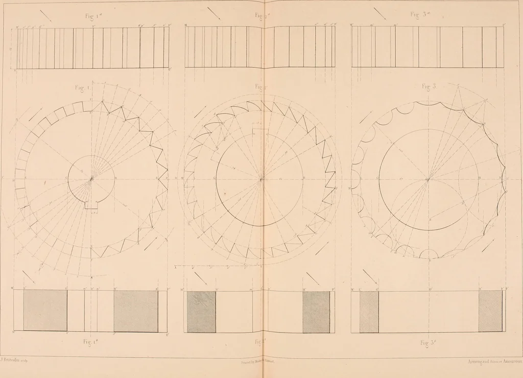 An illustration from The practical draughtsman's book of industrial design, and machinist's and engineer's drawing companion: forming a complete course of mechanical, engineering, and architectural drawing, 1854, leaf 40