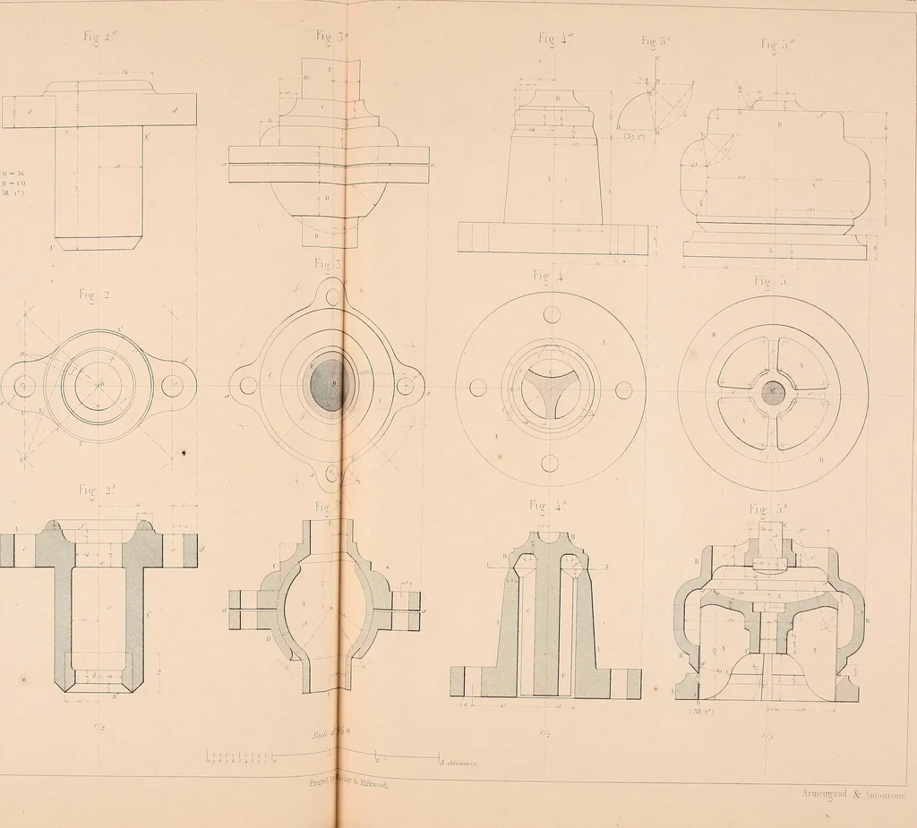 An illustration from The practical draughtsman's book of industrial design, and machinist's and engineer's drawing companion: forming a complete course of mechanical, engineering, and architectural drawing, 1854, leaf 62