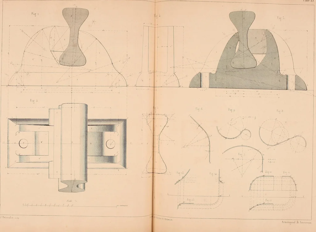 An illustration from The practical draughtsman's book of industrial design, and machinist's and engineer's drawing companion: forming a complete course of mechanical, engineering, and architectural drawing, 1854, leaf 82