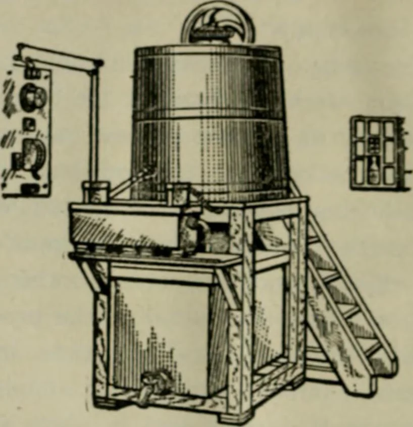 An illustration from Practical dry cleaner, scourer and garment dyer, comprising dry, chemical or French cleaning : purification of benzine, removal of stains or spotting, wet cleaning, including the cleaning of Palm Beach suits and other summer fabrics, 1919, leaf 199