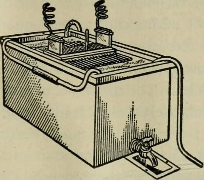 An illustration from Practical dry cleaner, scourer and garment dyer, comprising dry, chemical or French cleaning : purification of benzine, removal of stains or spotting, wet cleaning, including the cleaning of Palm Beach suits and other summer fabrics, 1919, leaf 200