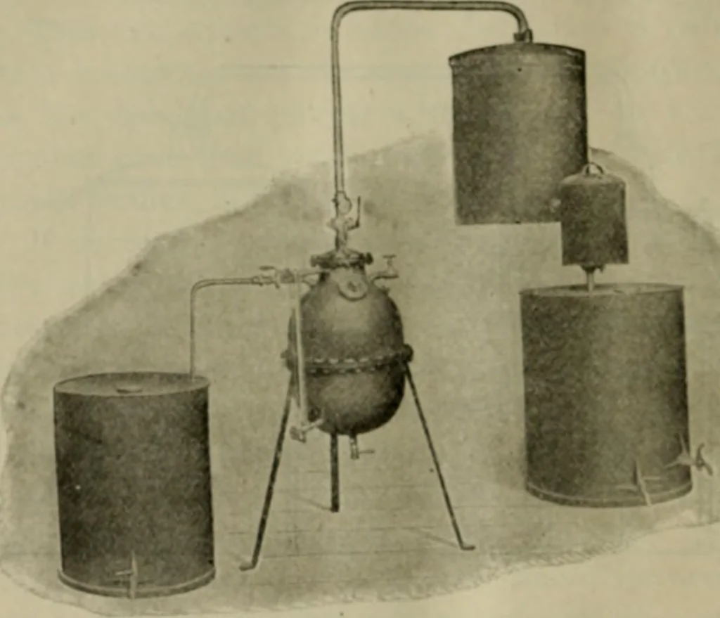 An illustration from Practical dry cleaner, scourer and garment dyer, comprising dry, chemical or French cleaning : purification of benzine, removal of stains or spotting, wet cleaning, including the cleaning of Palm Beach suits and other summer fabrics, 1919, leaf 89
