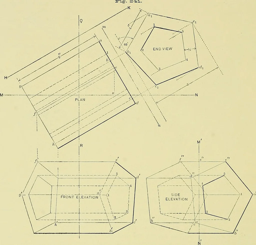 An illustration from Practical engineering drawing and third angle projection, for students in scientific, technical and manual training schools and for ... draughtsmen .., 1897, leaf 123