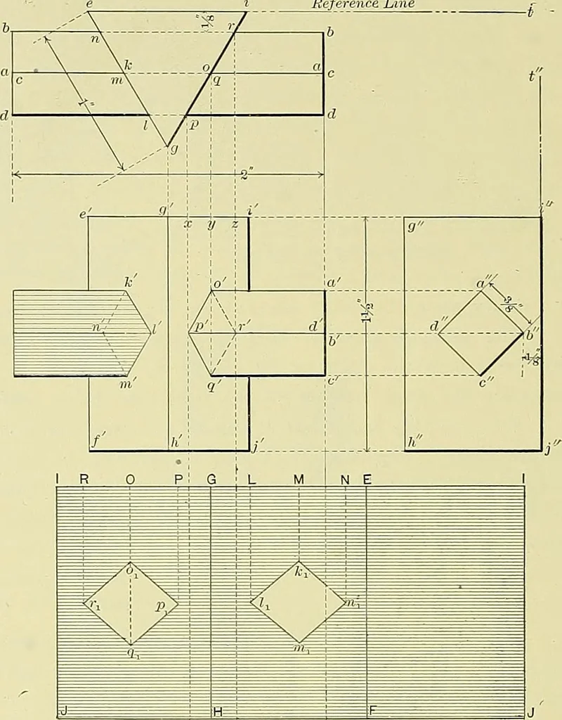 An illustration from Practical engineering drawing and third angle projection, for students in scientific, technical and manual training schools and for ... draughtsmen .., 1897, leaf 139