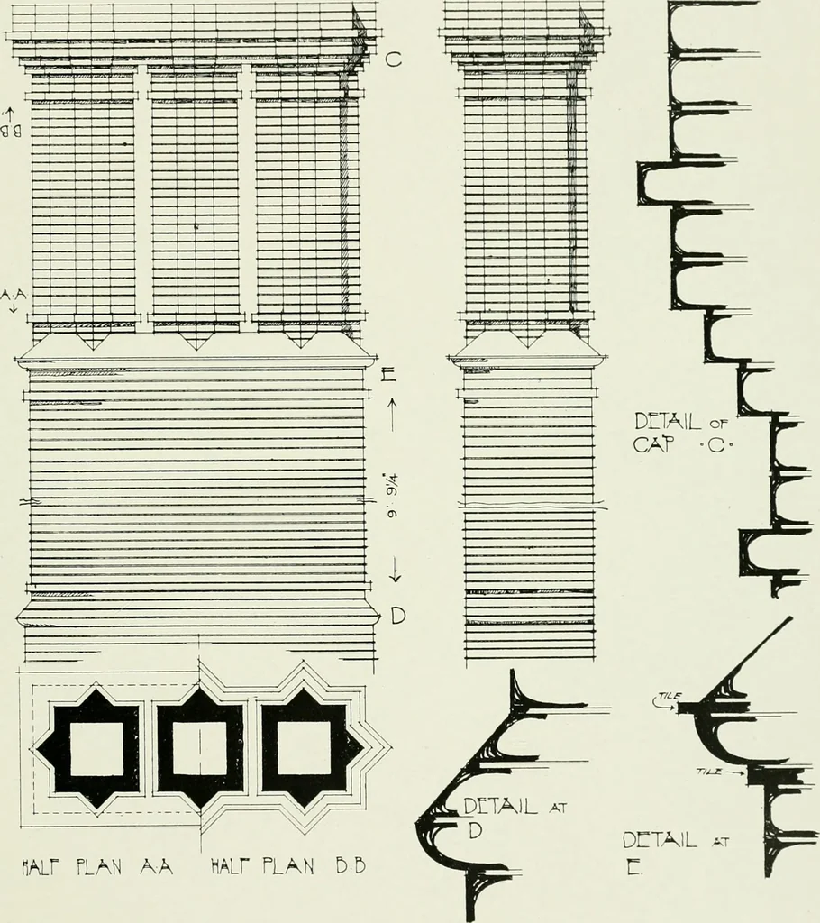 An illustration from The practical exemplar of architecture, 1907, leaf 62