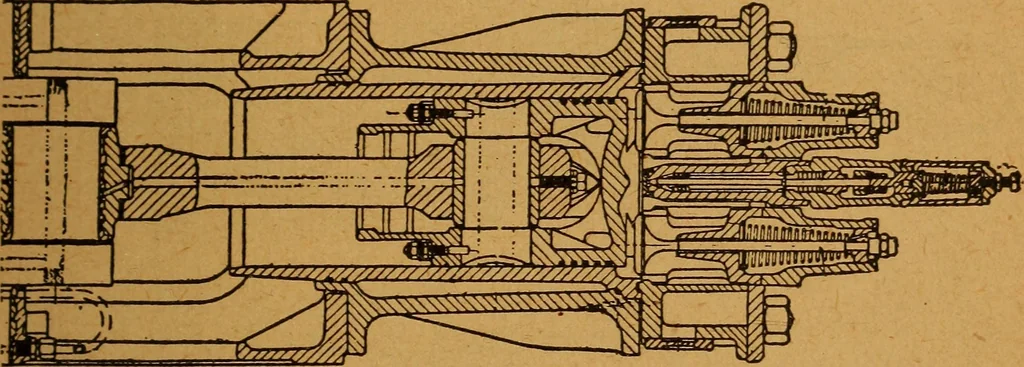 An illustration from Practical hand book of gas, oil and steam engines, stationary, marine, traction; gas burners, oil burners, etc.; farm, traction, automobile, locomotive; a simple, practical and comprehensive book on the construction, operation and repair of all kinds of engines, 1916, leaf 166