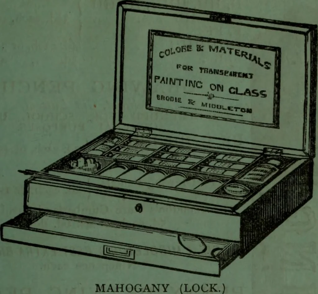 An illustration from Practical instructions in enamel painting on glass, china, tiles, etc., : to which is added full instructions for the manufacture of the vitreous pigments required, with twelve pages of instructions, 1874, leaf 120