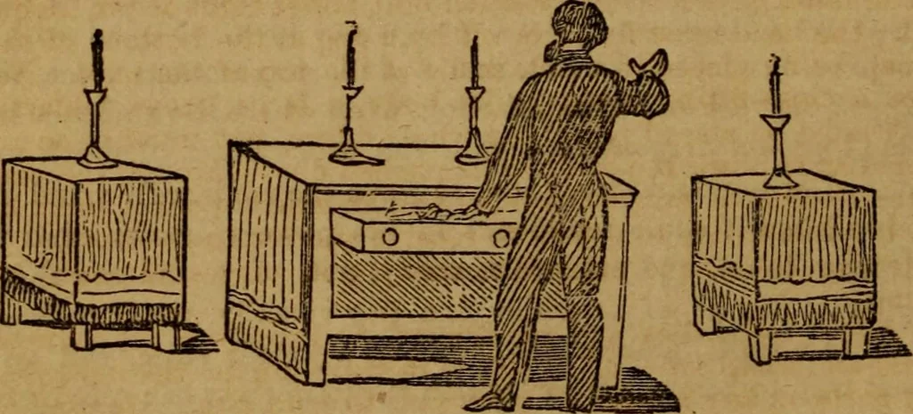 An illustration from The practical magician and ventriloquist's guide : a practical manual of fireside magic and conjuring illusions : containing also complete instructions for acquiring & practising the art of ventriloquism, 1876, leaf 69