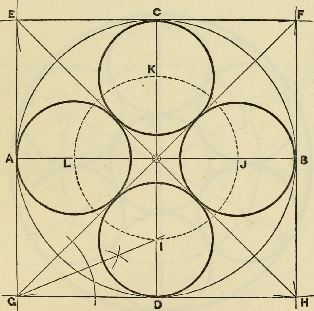 An illustration from A practical manual of house-painting, graining, marbling and sign-writing : containing full information on the processes of house-painting in oil and distemper, the formation of letters and practice of sign-writing, the principles of decorative art, a course of elementary drawing for house-painters, writers, etc., and a collection of useful receipts ; with nine coloured illustrations of woods and marbles, and numerous wood engravings, 1888, leaf 336