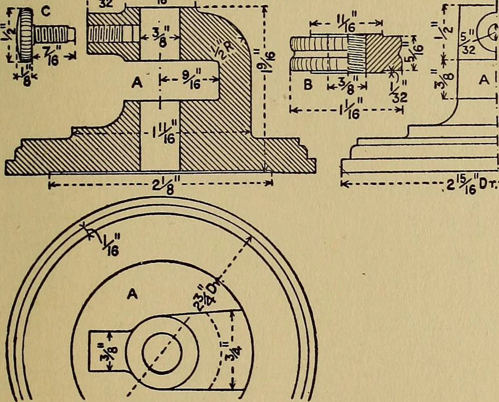An illustration from Practical mechanical drawing and machine design self taught .., 1907, leaf 94