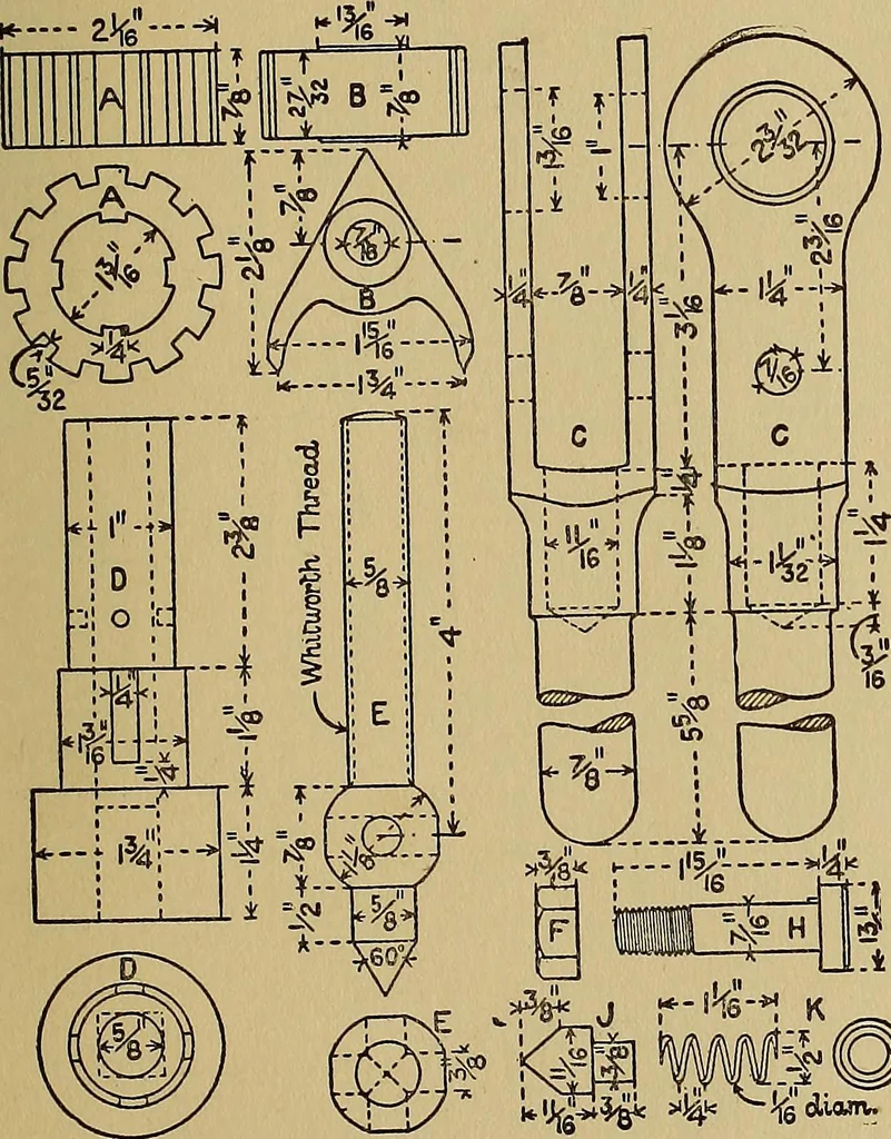 An illustration from Practical mechanical drawing and machine design self taught .., 1907, leaf 96