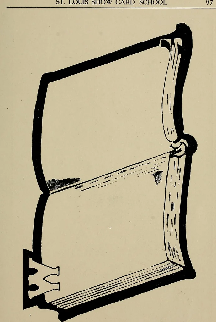 An illustration from Practical phrases of show card writing; a complete manual of the best and latest methods of brush and pen lettering with comprehensive color notes embracing all the most appropriate alphabets, abundantly and accurately illustrated with full description of all the materials necessary, 1922, leaf 102