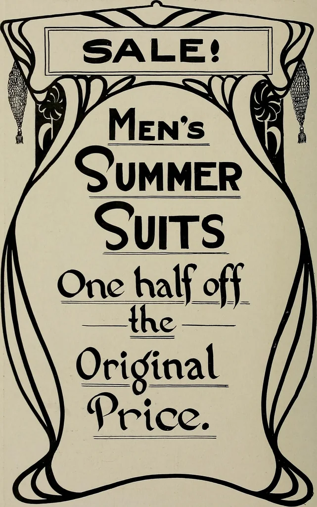 An illustration from Practical phrases of show card writing; a complete manual of the best and latest methods of brush and pen lettering with comprehensive color notes embracing all the most appropriate alphabets, abundantly and accurately illustrated with full description of all the materials necessary, 1922, leaf 99