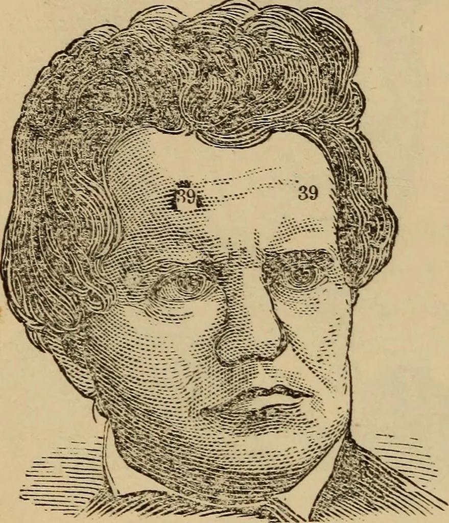 An illustration from The practical phrenologist and recorder and delineator of the character and talents of [blank], as marked by [blank] : a compendium of phreno-organic science, 1869, leaf 49