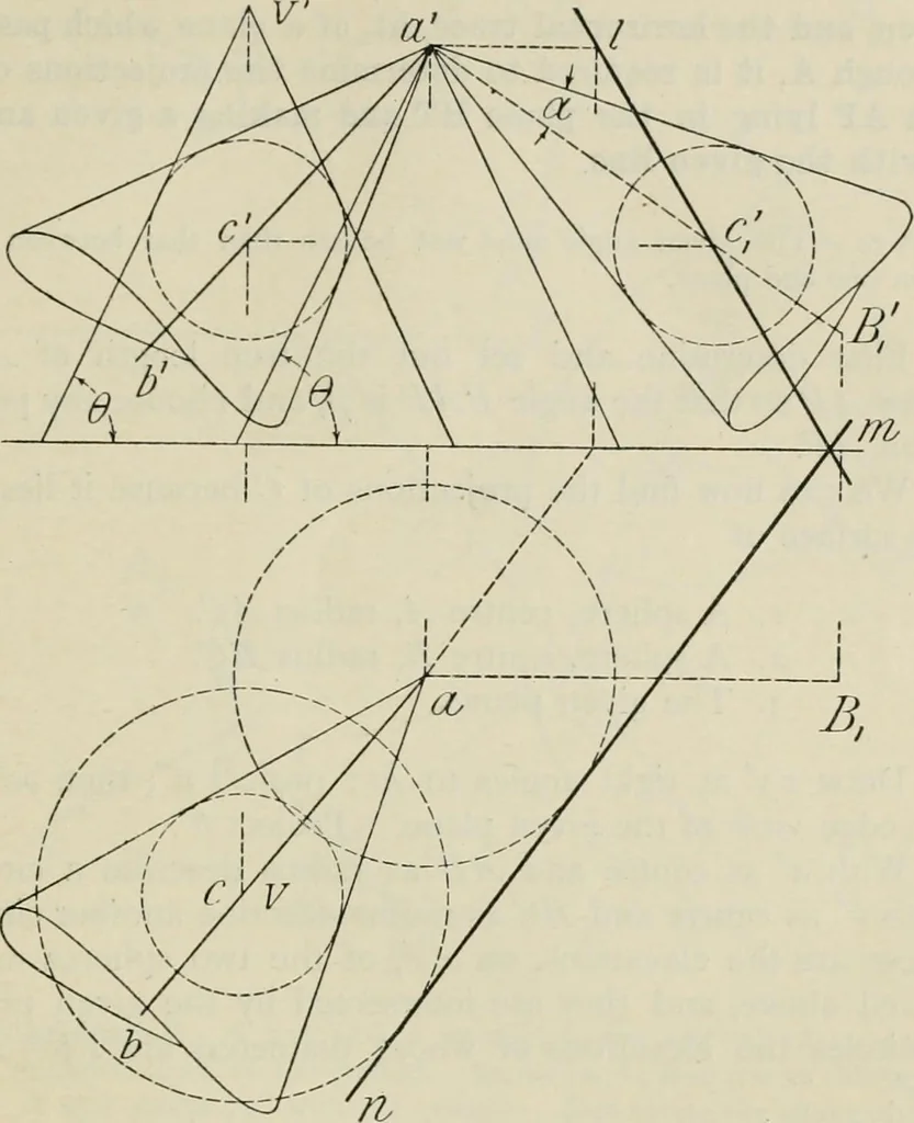 An illustration from Practical plane and solid geometry for advanced students, including graphic statics, adapted to the requirements of the South Kensington syllabus, 1899, leaf 280