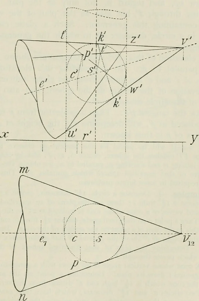 An illustration from Practical plane and solid geometry for advanced students, including graphic statics, adapted to the requirements of the South Kensington syllabus, 1899, leaf 344