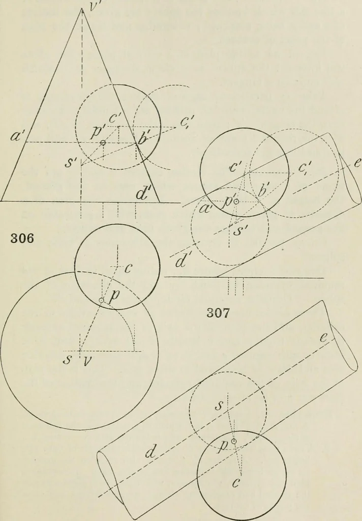 An illustration from Practical plane and solid geometry for advanced students, including graphic statics, adapted to the requirements of the South Kensington syllabus, 1899, leaf 388