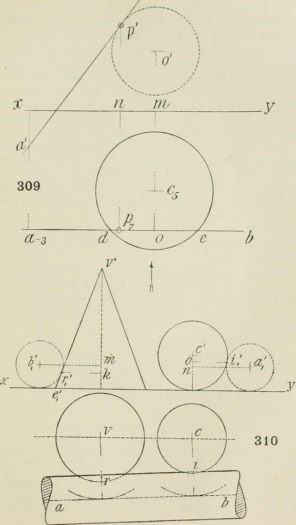 An illustration from Practical plane and solid geometry for advanced students, including graphic statics, adapted to the requirements of the South Kensington syllabus, 1899, leaf 390