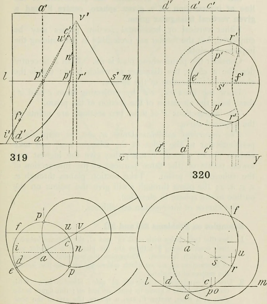 An illustration from Practical plane and solid geometry for advanced students, including graphic statics, adapted to the requirements of the South Kensington syllabus, 1899, leaf 410
