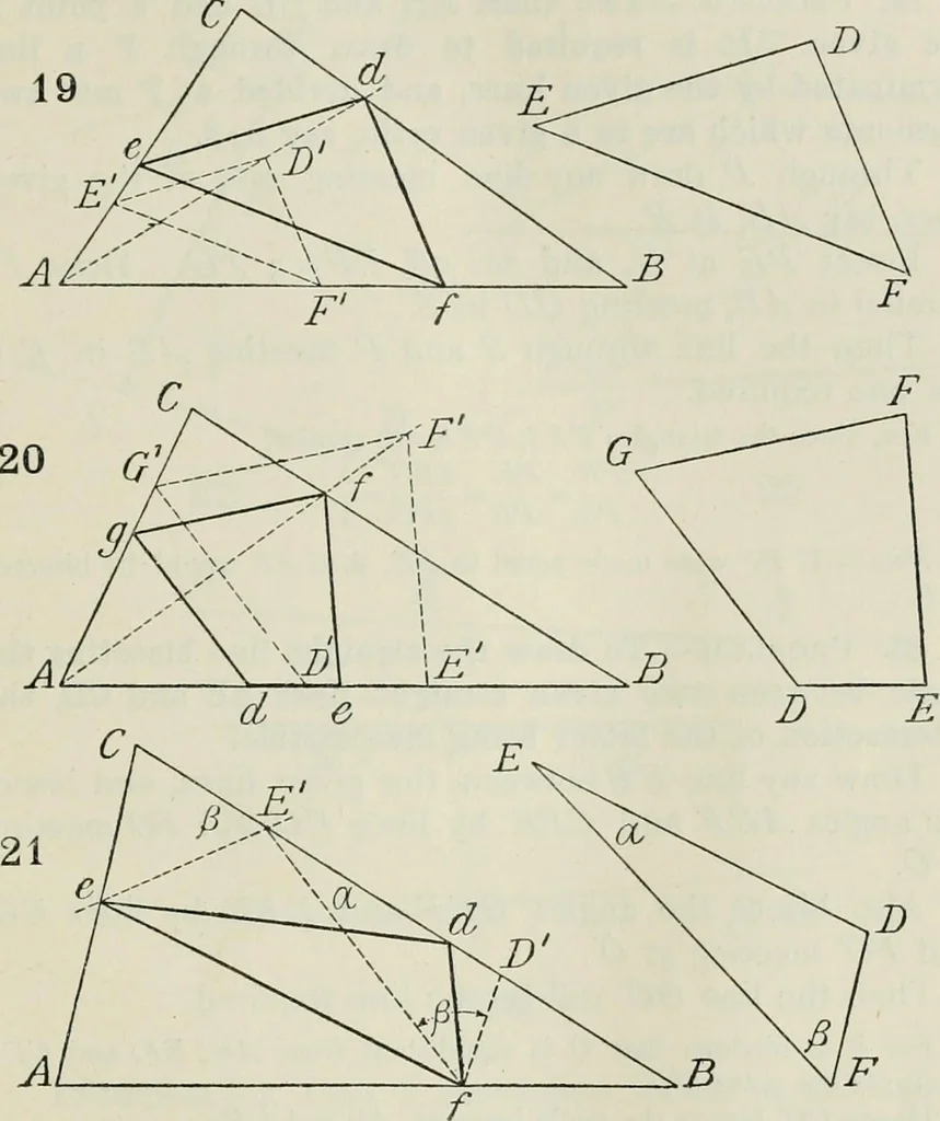 An illustration from Practical plane and solid geometry for advanced students, including graphic statics, adapted to the requirements of the South Kensington syllabus, 1899, leaf 44