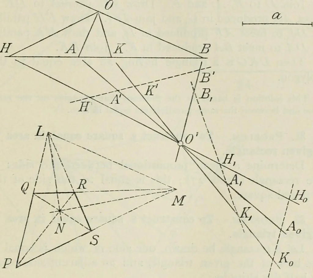 An illustration from Practical plane and solid geometry for advanced students, including graphic statics, adapted to the requirements of the South Kensington syllabus, 1899, leaf 50