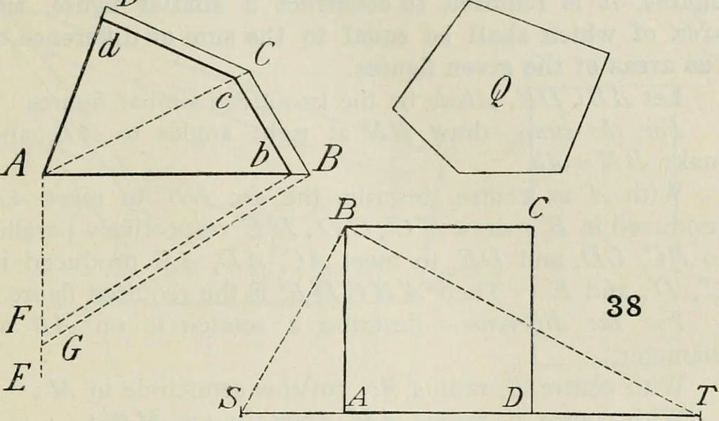 An illustration from Practical plane and solid geometry for advanced students, including graphic statics, adapted to the requirements of the South Kensington syllabus, 1899, leaf 56