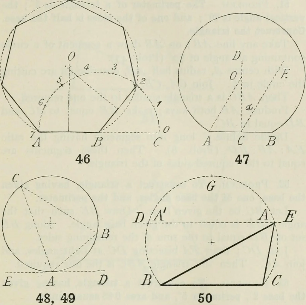 An illustration from Practical plane and solid geometry for advanced students, including graphic statics, adapted to the requirements of the South Kensington syllabus, 1899, leaf 68