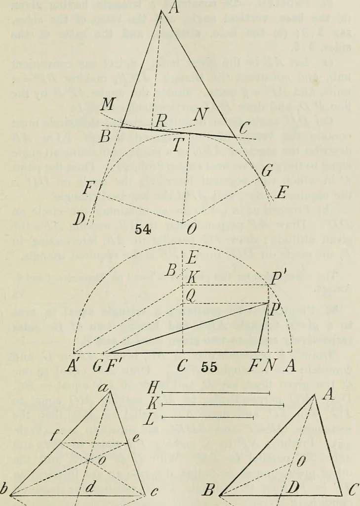 An illustration from Practical plane and solid geometry for advanced students, including graphic statics, adapted to the requirements of the South Kensington syllabus, 1899, leaf 72