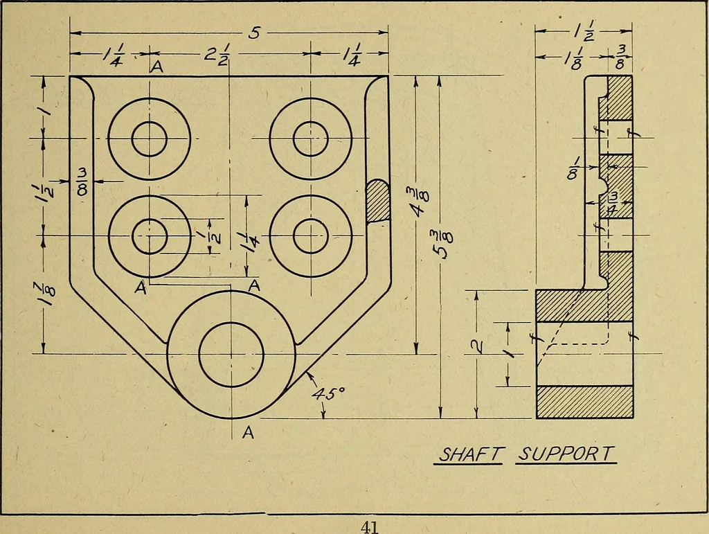 An illustration from Practical problems in mechanical drawing and blueprint reading, 1921, leaf 42