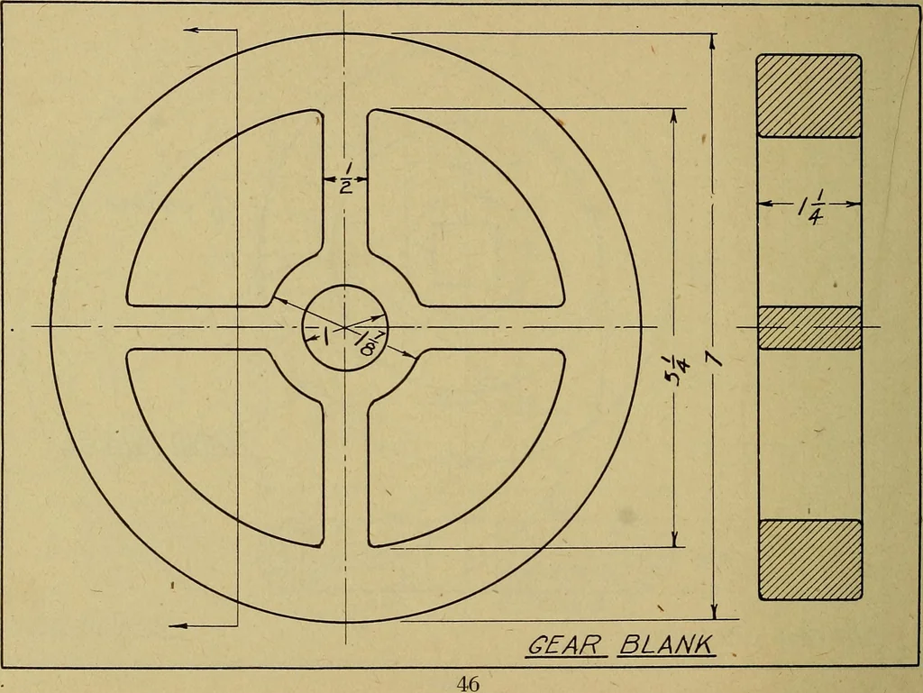 An illustration from Practical problems in mechanical drawing and blueprint reading, 1921, leaf 47