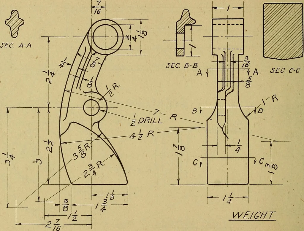 An illustration from Practical problems in mechanical drawing and blueprint reading, 1921, leaf 49