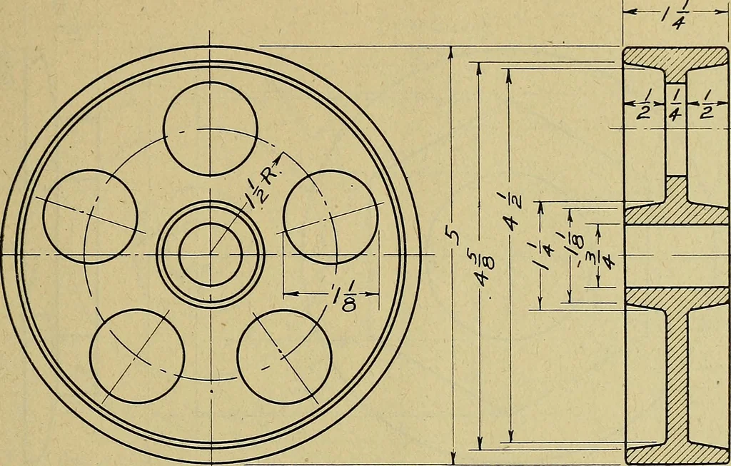 An illustration from Practical problems in mechanical drawing and blueprint reading, 1921, leaf 82