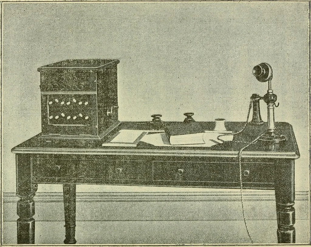 An illustration from The practical telephone handbook and guide to the telephonic exchange, 1906, leaf 205
