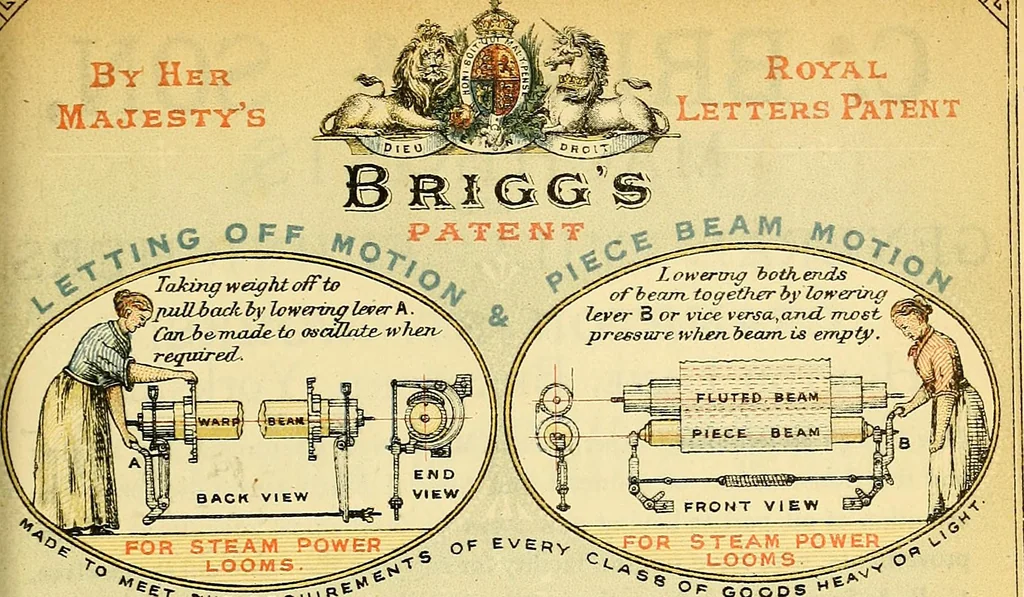 An illustration from A practical treatise on weaving and designing of textile fabrics : with chapters on the principles of construction of the loom, calculations and colour, 1879, leaf 336