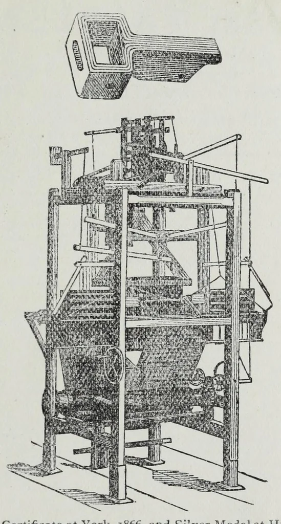 An illustration from A practical treatise on weaving and designing of textile fabrics : with chapters on the principles of construction of the loom, calculations, and colour, 1885, leaf 421