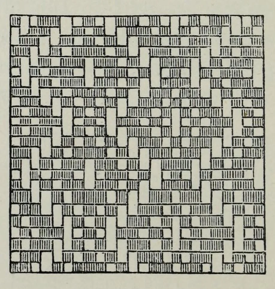 An illustration from A practical treatise on the construction of the power-loom and the art of weaving : all descriptions of texture produced by leaves of heddles : illustrated with diagrams, with calculations and instructions for the production of cotton, woollen, linen, and jute fabrics : intended as a textbook for those engaged in the trade, 1883, leaf 126