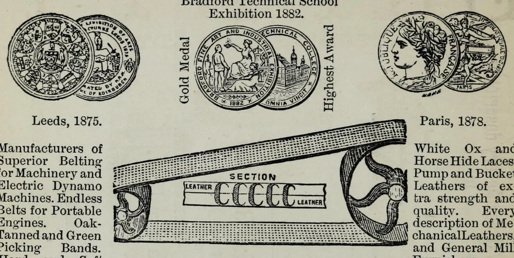 An illustration from A practical treatise on the construction of the power-loom and the art of weaving : all descriptions of texture produced by leaves of heddles : illustrated with diagrams, with calculations and instructions for the production of cotton, woollen, linen, and jute fabrics : intended as a textbook for those engaged in the trade, 1883, leaf 154