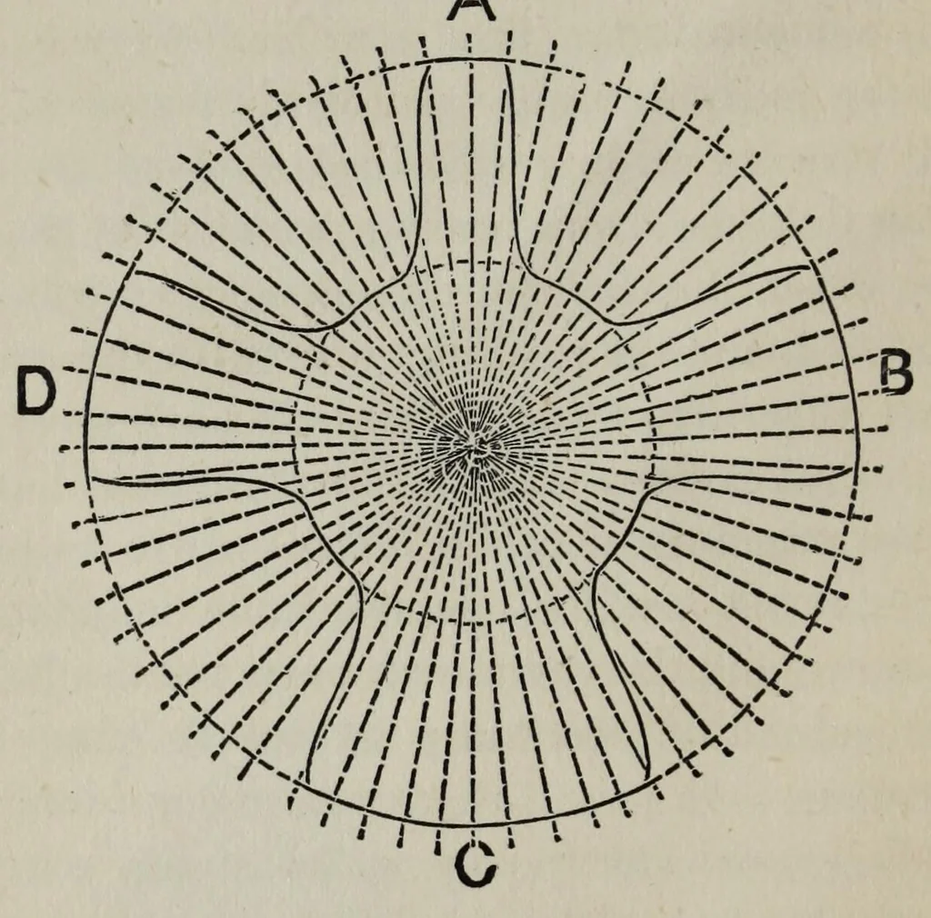 An illustration from A practical treatise on the construction of the power-loom and the art of weaving : all descriptions of texture produced by leaves of heddles : illustrated with diagrams, with calculations and instructions for the production of cotton, woollen, linen, and jute fabrics : intended as a textbook for those engaged in the trade, 1887, leaf 44