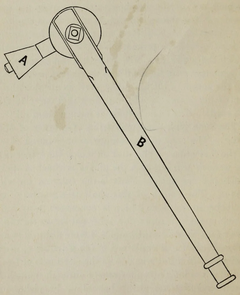An illustration from A practical treatise on the construction of the power-loom and the art of weaving : all descriptions of texture produced by leaves of heddles : illustrated with diagrams, with calculations and instructions for the production of cotton, woollen, linen, and jute fabrics : intended as a textbook for those engaged in the trade, 1887, leaf 52