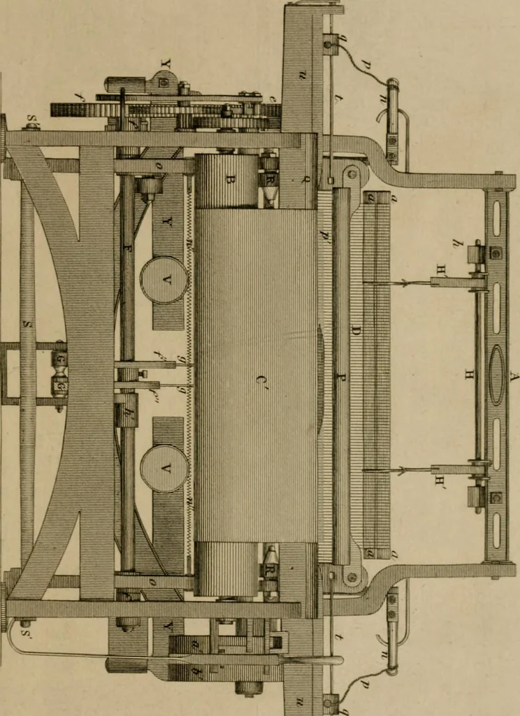 An illustration from A practical treatise on weaving by hand and power looms; intended as a text book for manufacturers by hand and power looms, and power loom engineers .., 1846, leaf 384