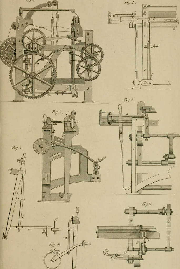 An illustration from A practical treatise on weaving by hand and power looms; intended as a text book for manufacturers by hand and power looms, and power loom engineers .., 1846, leaf 396