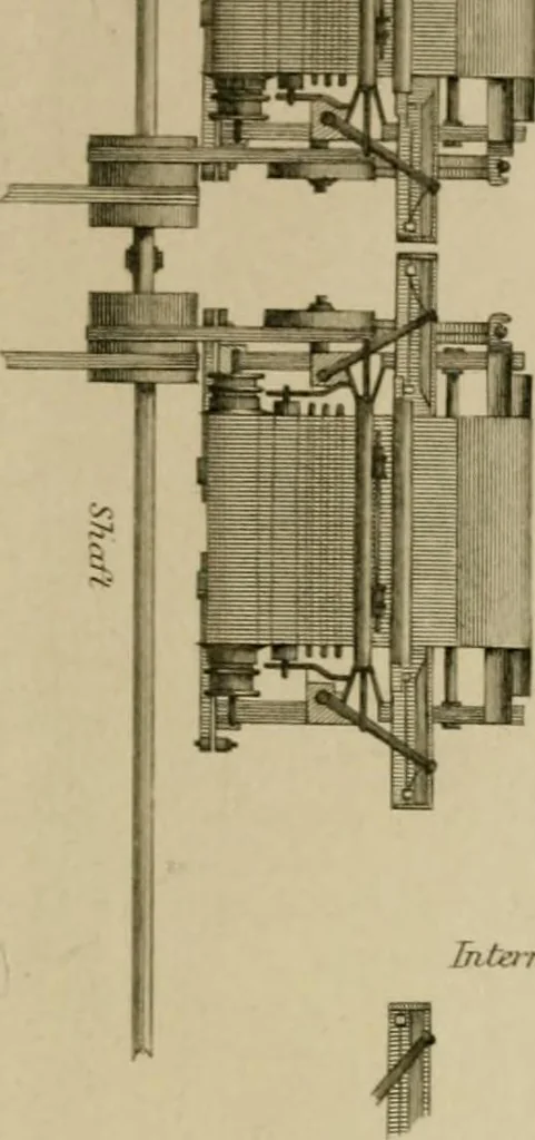 An illustration from A practical treatise on weaving by hand and power looms; intended as a text book for manufacturers by hand and power looms, and power loom engineers .., 1846, leaf 408