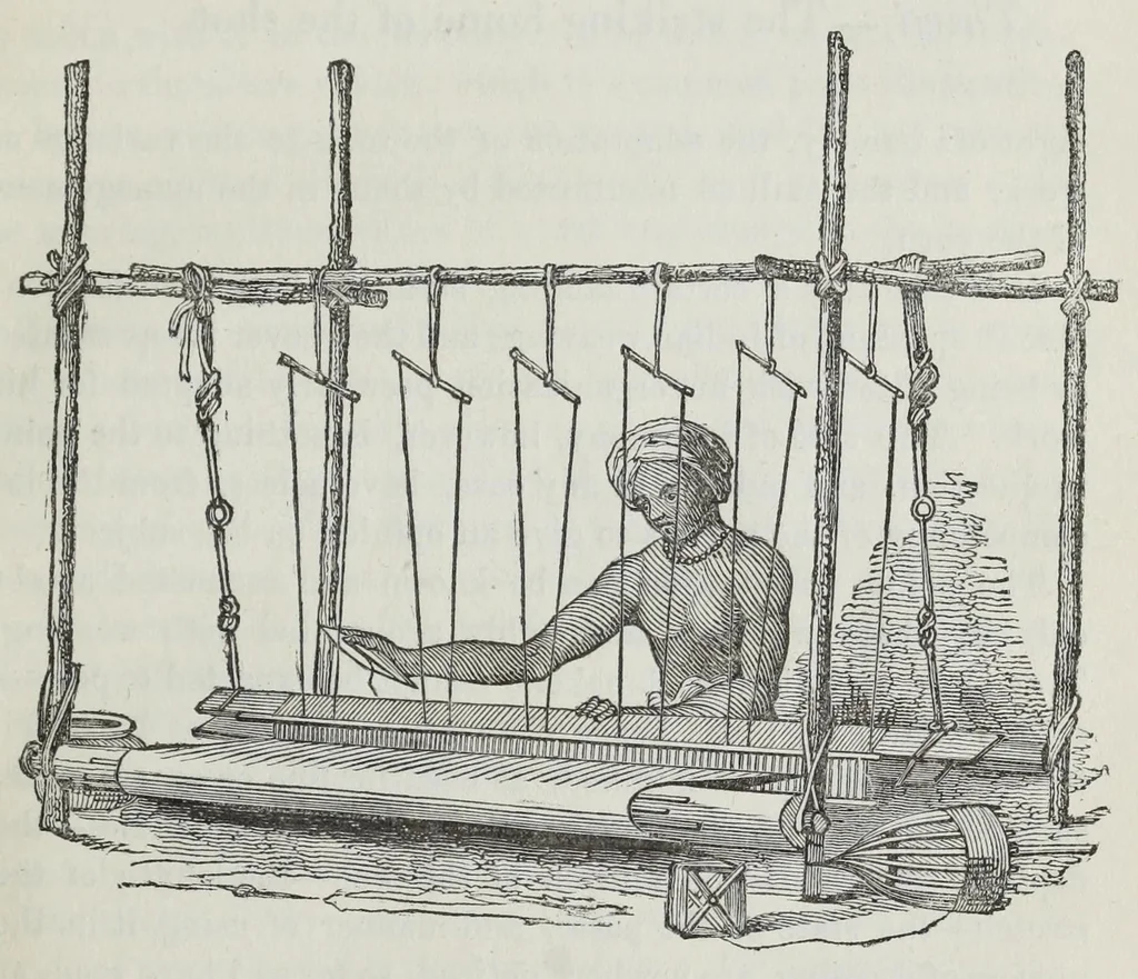 An illustration from A practical treatise on weaving by hand and power looms : intended as a text book for manufacturers by hand and power looms, and power loom engineers and especially designed to forward the extension of machinery to all kinds of plain weaving, 1846, leaf 35