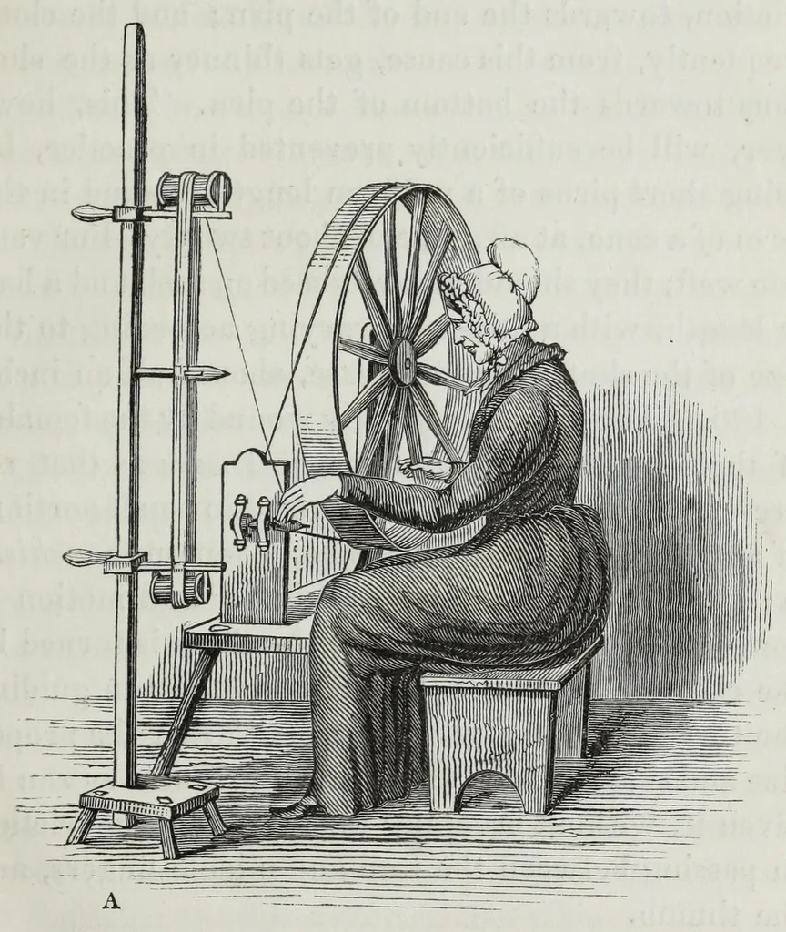 An illustration from A practical treatise on weaving by hand and power looms : intended as a text book for manufacturers by hand and power looms, and power loom engineers and especially designed to forward the extension of machinery to all kinds of plain weaving, 1846, leaf 93
